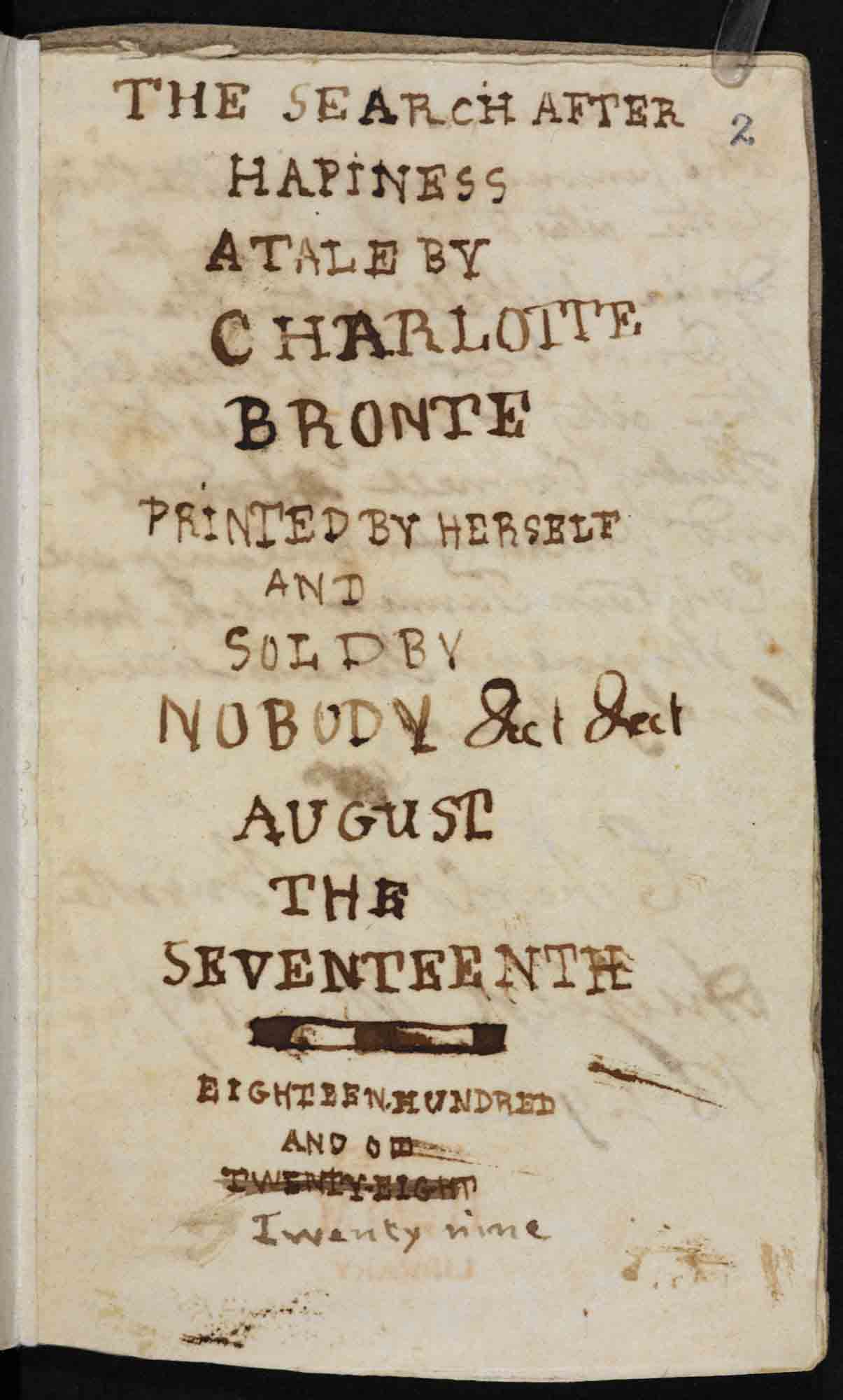 The Search After Happiness manuscript by Charlotte Bronte