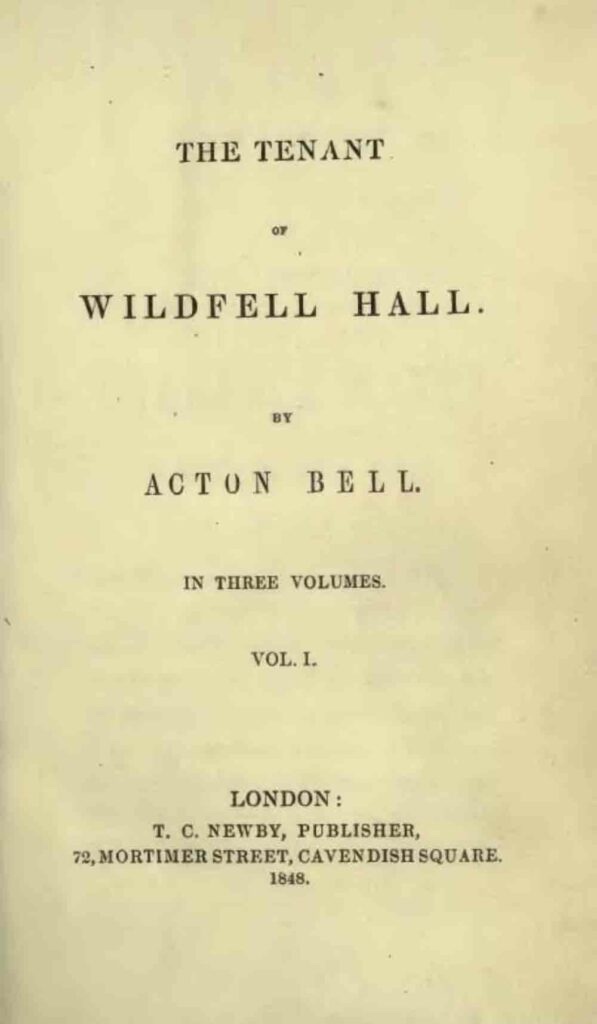 The Tenant of Wildfell Hall Title Cover 1848 Anne Bronte