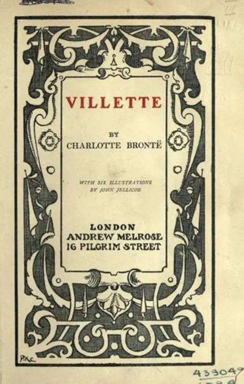 Villette Book Cover 1906 Charlotte Bronte