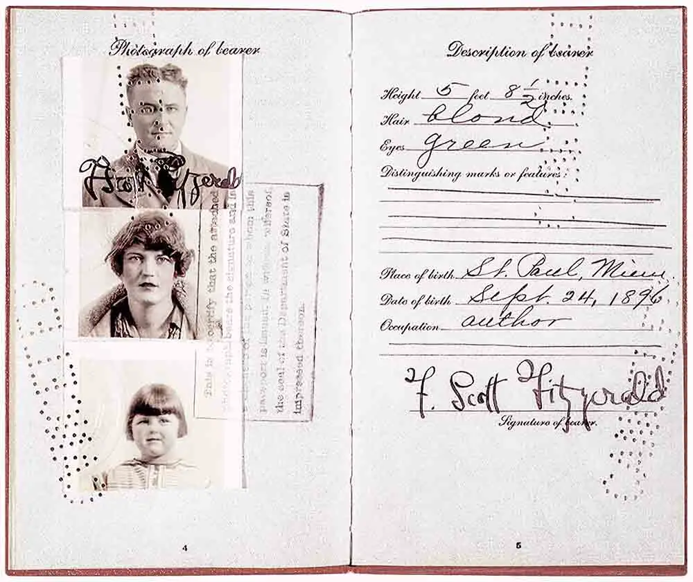 Passport of F. Scott Fitzgerald and Zelda Fitzgerald (1924)