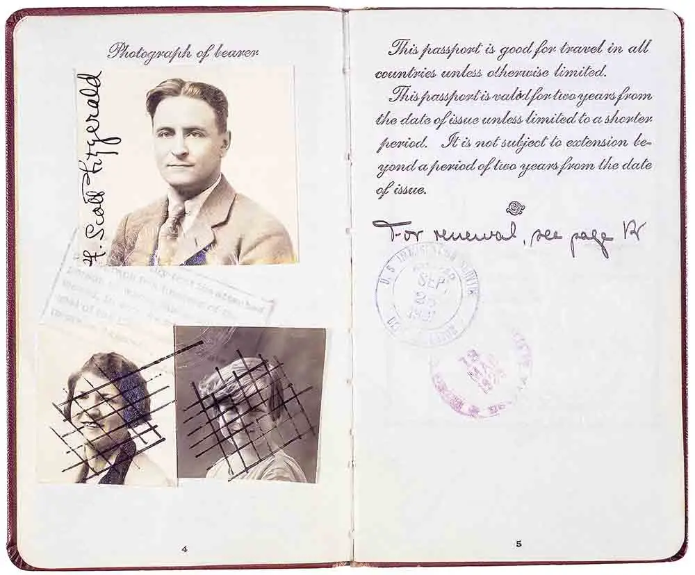 Passport of F. Scott Fitzgerald and Zelda Fitzgerald (1931)