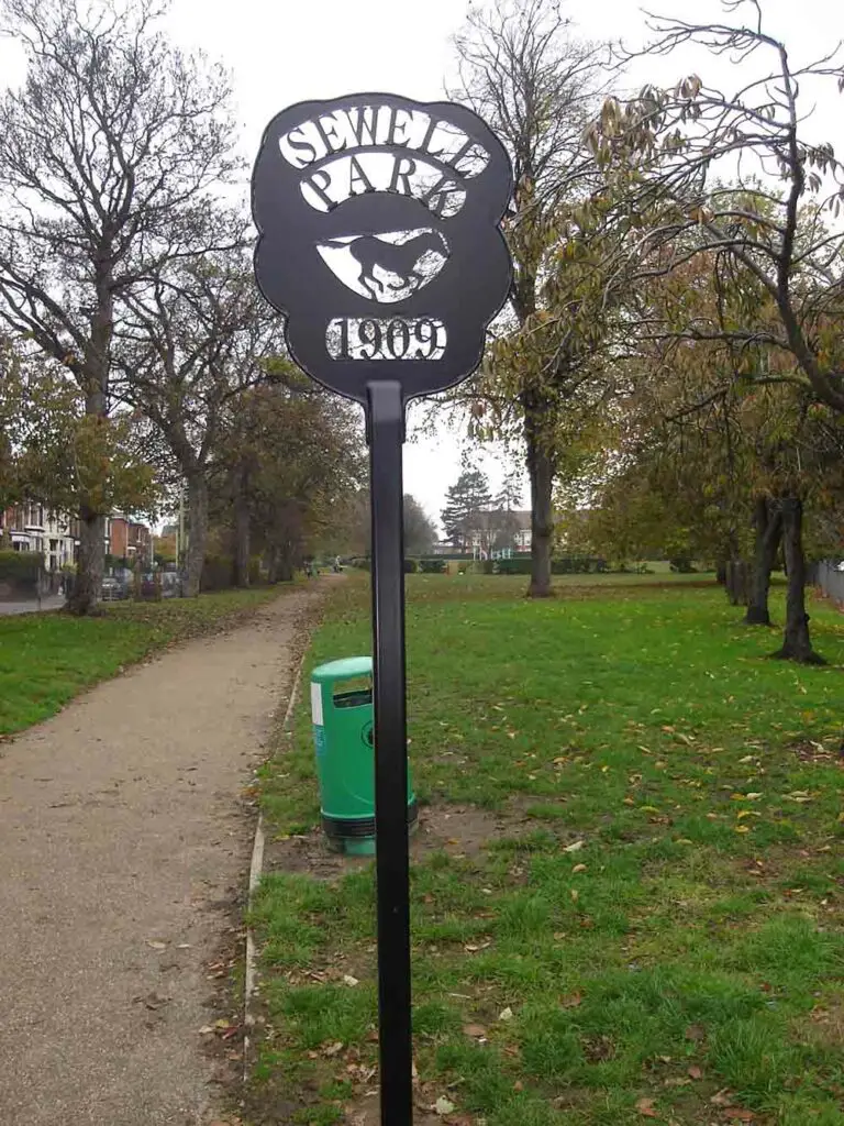 Centennial sign at Sewell Park depicts Black Beauty