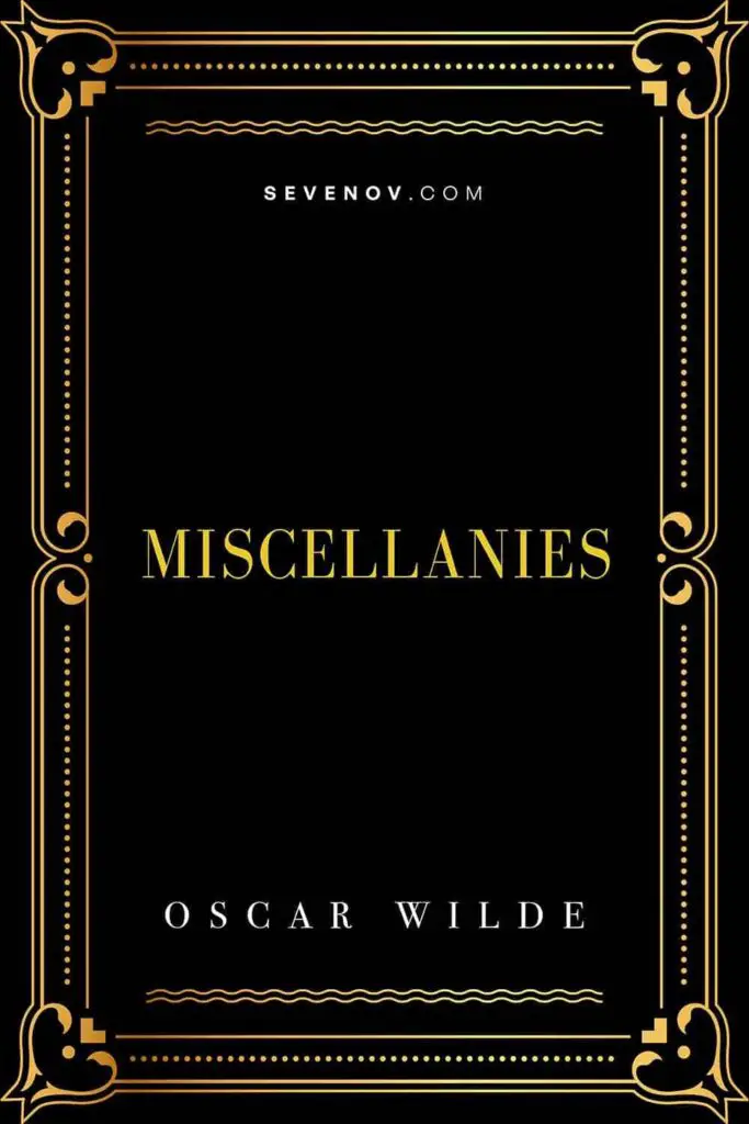 Miscellanies by Oscar Wilde, Book Cover