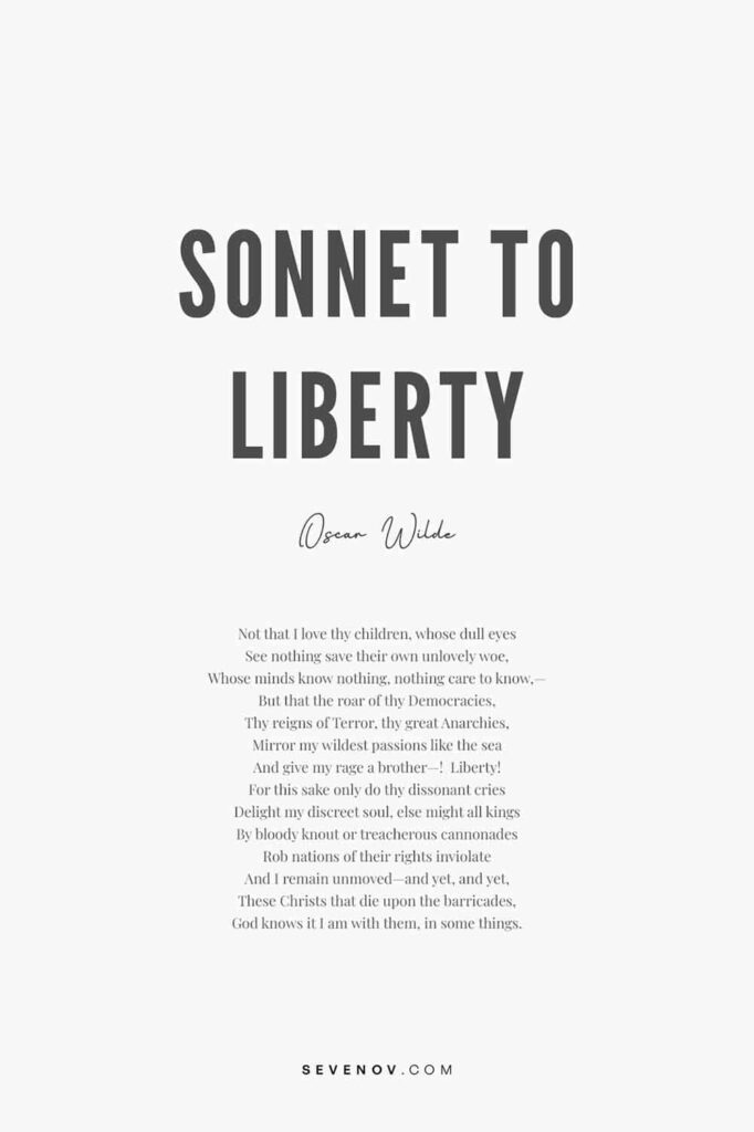 Sonnet To Liberty by Oscar Wilde Poster