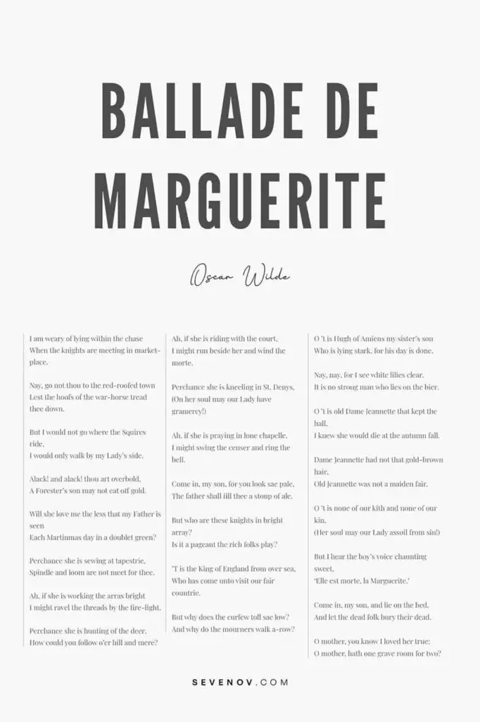 Ballade de Marguerite by Oscar Wilde Poster