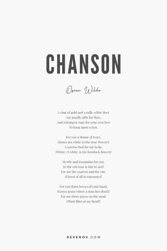 Chanson by Oscar Wilde Poster