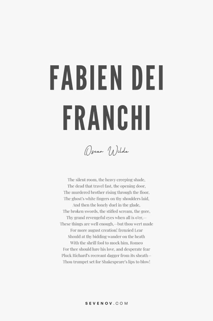 Fabien dei Franchi by Oscar Wilde Poster