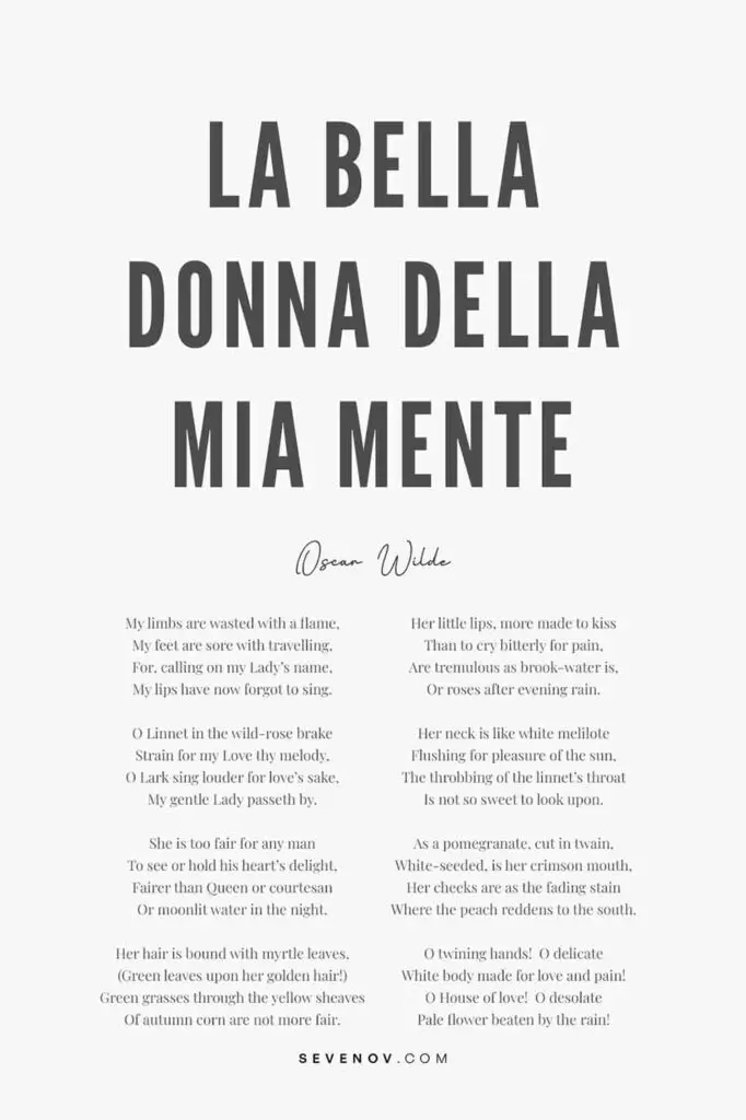 La Bella Donna Della Mia Mente by Oscar Wilde Poster