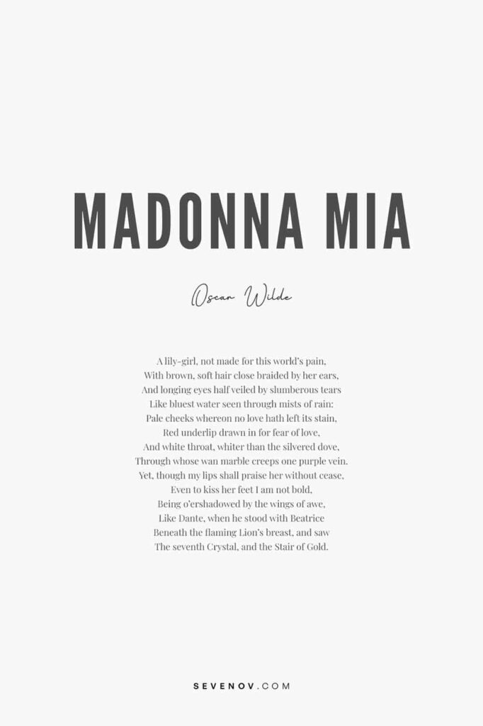 Madonna Mia by Oscar Wilde Poster