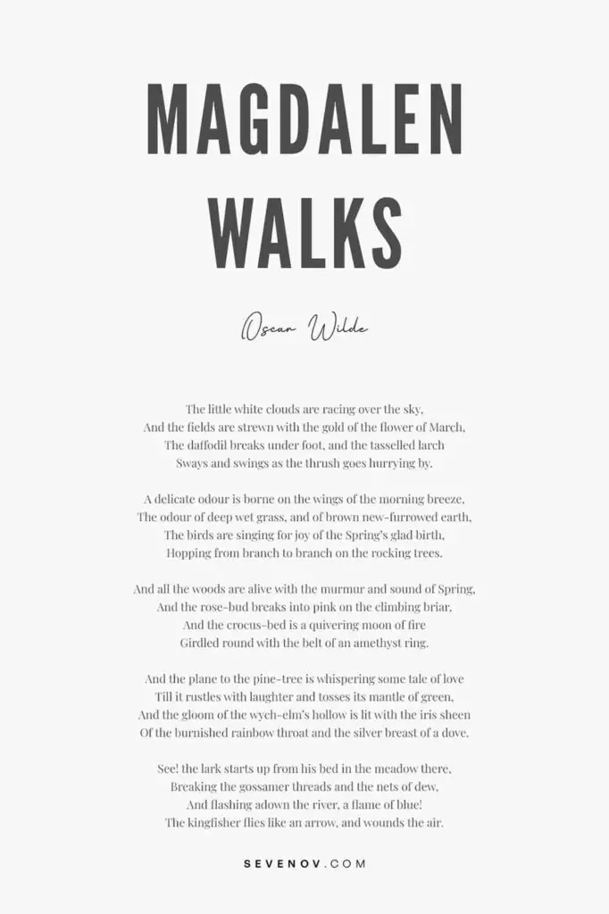 Magdalen Walks by Oscar Wilde Poster
