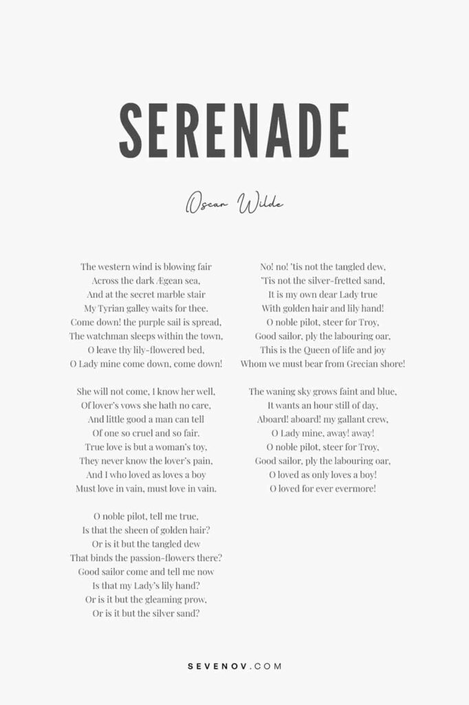 Serenade by Oscar Wilde Poster