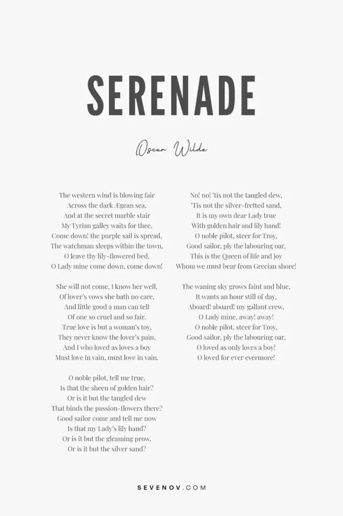 Serenade by Oscar Wilde Poster