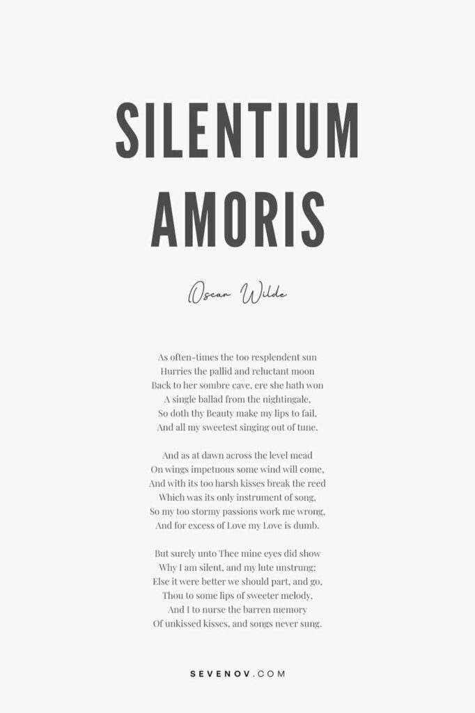 Silentium Amoris by Oscar Wilde Poster