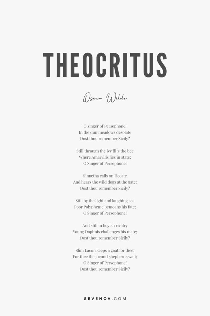 Theocritus by Oscar Wilde Poster