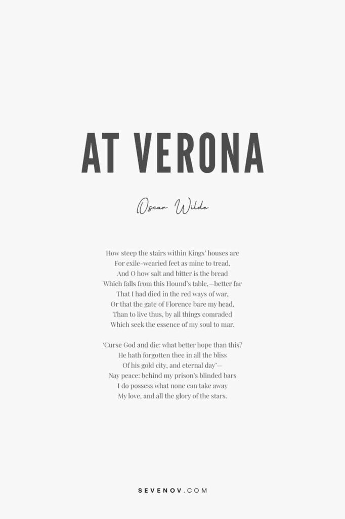 At Verona by Oscar Wilde Poster