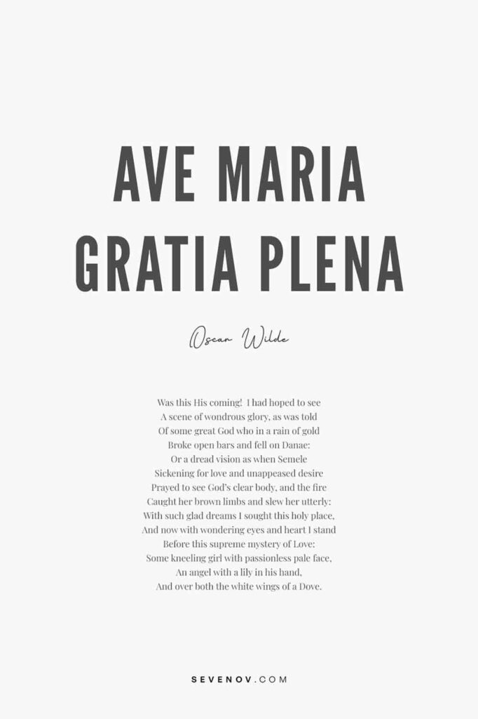 Ave Maria Gratia Plena by Oscar Wilde Poster