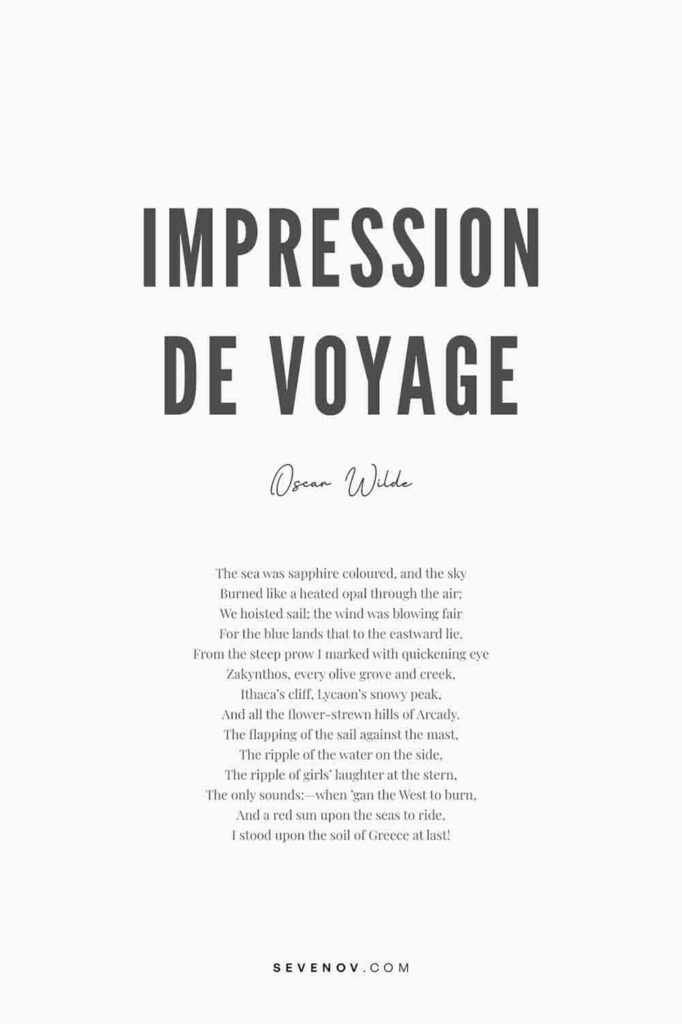 Impression de Voyage by Oscar Wilde Poster