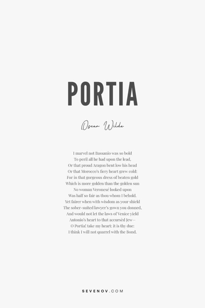 Portia by Oscar Wilde Poster
