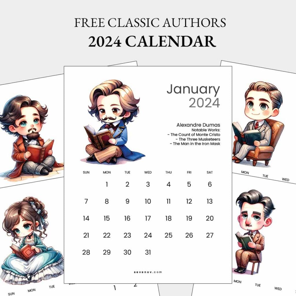 Free Classic Authors 2024 Calendar