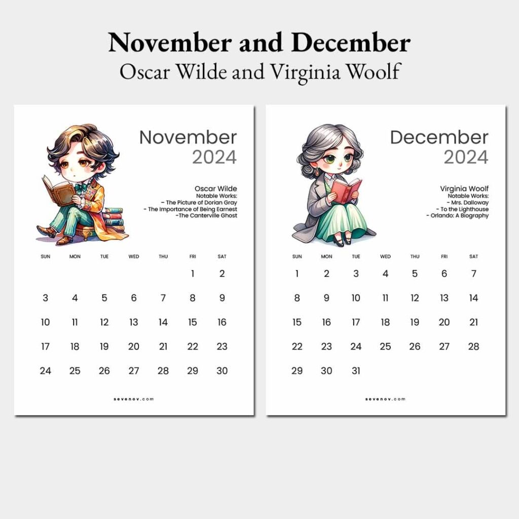 Free Classic Authors 2024 Calendar